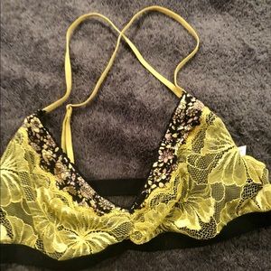Free People Crossback Bralette Yellow Lace Medium